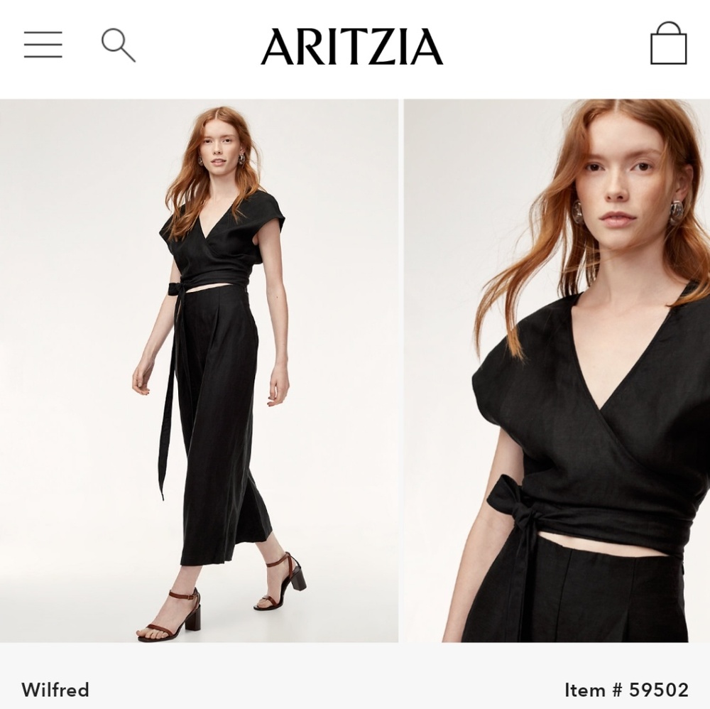 Aritzia Wilfred brax linen wide leg jumpsuit
